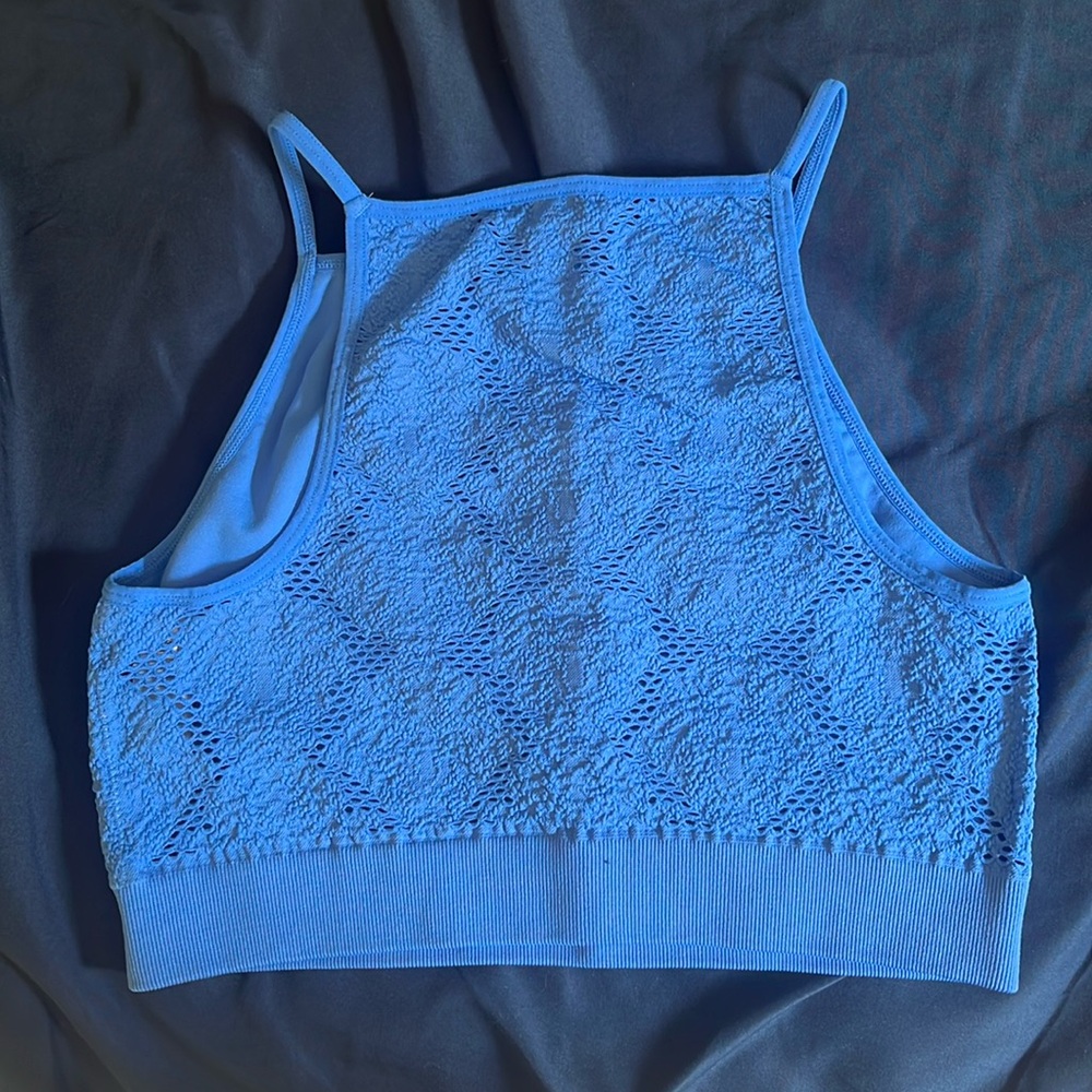 Blue Aerie Crop Top with Lace